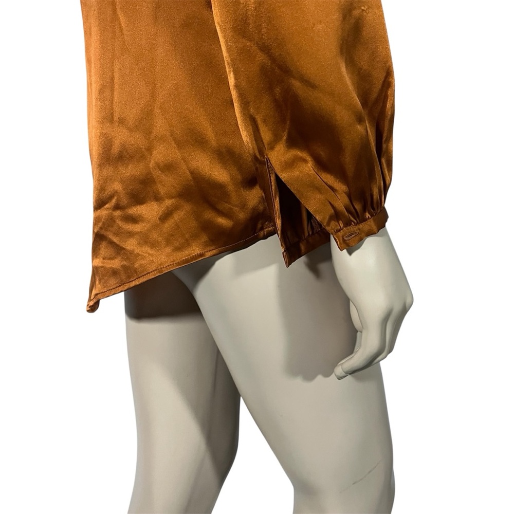 NWT L’agence Lou Silk Blouse Turmeric Burnt Orange Colour - Picture 8 of 11